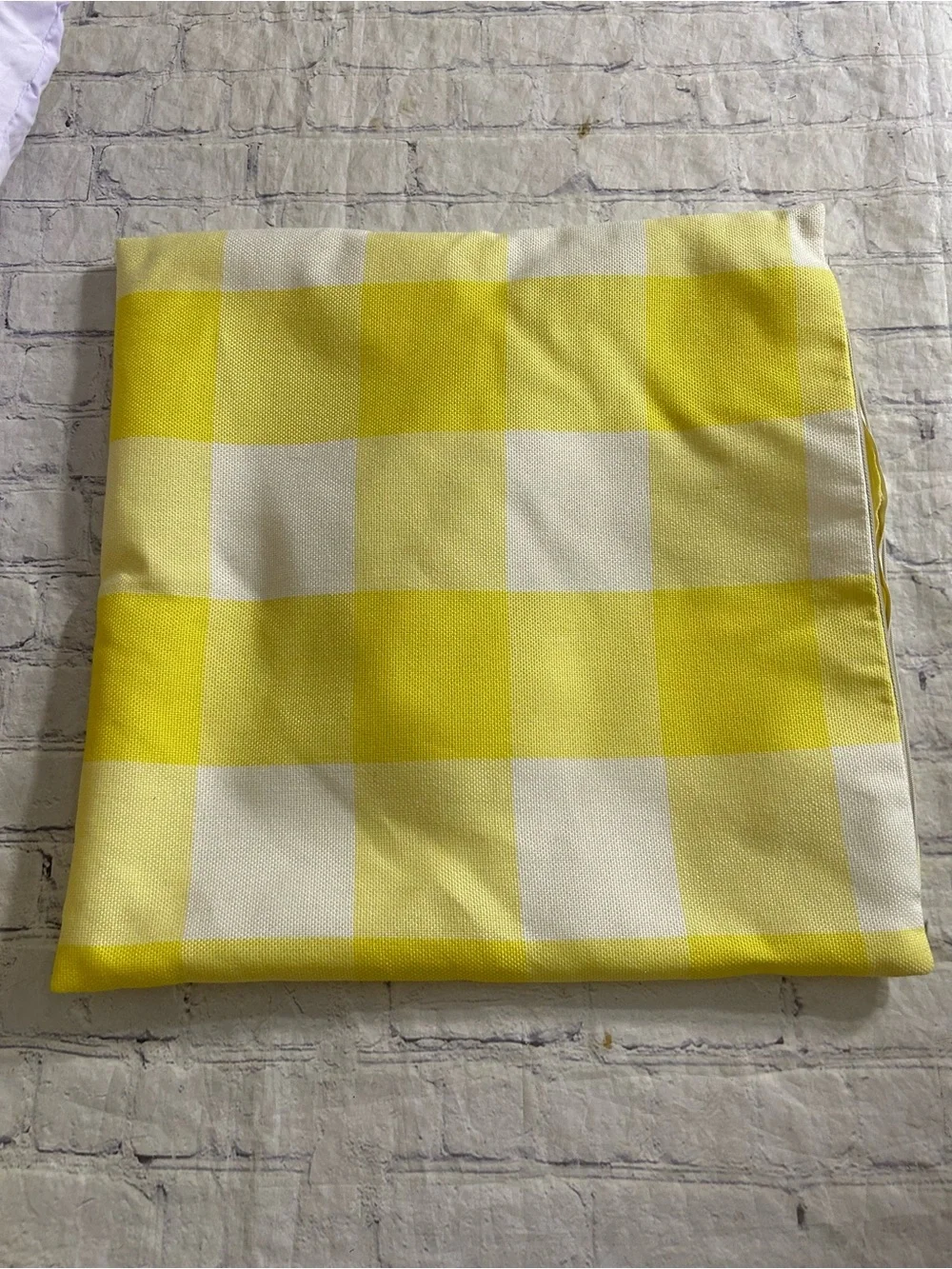 4TH EMOTION YELLOW AND WHITE BUFFALO CHECK PLAID THROW PILLOW COVERS 20”x20”